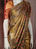 Golden Floral Woven Tissue Silk Saree with Contrast Floral Border