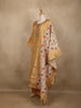 Golden Geometric Woven Tussar Silk Salwar Suit With Floral Dupatta
