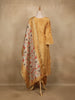 Golden Geometric Woven Tussar Silk Salwar Suit With Floral Dupatta