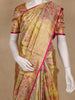 Golden Green Floral Woven Design Pure Kanchipuram Silk Saree