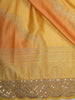 Golden Orange Floral Vine Zari Embroidered Design Pure Tussar Saree with Scalloped Border