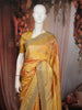 Golden Orange Floral Vine Zari Embroidered Design Pure Tussar Saree with Scalloped Border