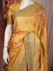 Golden Orange Floral Vine Zari Embroidered Design Pure Tussar Saree with Scalloped Border