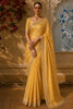 Golden Orange Floral Vine Zari Embroidered Design Pure Tussar Saree with Scalloped Border