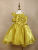 Golden Satin Oversized 3D Flower Party Frock for Girls