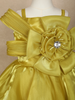 Golden Satin Oversized 3D Flower Party Frock for Girls