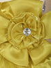 Golden Satin Oversized 3D Flower Party Frock for Girls