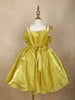Golden Satin Oversized 3D Flower Party Frock for Girls