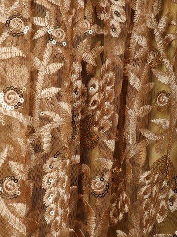 Golden Sequin Embroidered Party Wear Net Frock with Oversized Bow - Diadem
