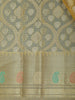 Golden Yellow Butta Woven Semi Tussar Silk Saree with Multicolor Paisley Border
