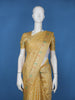 Golden Yellow Butta Woven Semi Tussar Silk Saree with Multicolor Paisley Border