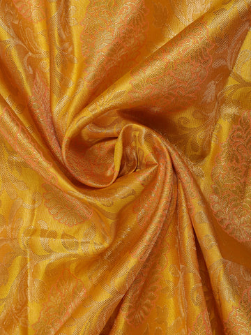 Golden Yellow Floral Woven Pure Kanchipuram Silk Saree - Diadem