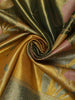 Golden Yellow Floral Zari Woven Design Tissue Silk Fancy Saree with Contrast Zari Border