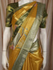 Golden Yellow Floral Zari Woven Design Tissue Silk Fancy Saree with Contrast Zari Border