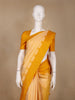 Golden Yellow Solid Woven Pure Silk Saree With Temple border