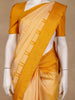 Golden Yellow Solid Woven Pure Silk Saree With Temple border