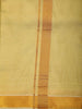 Golden Yellow Solid Woven Design Shirt with Zari Border Matching Dhoti Set