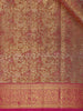 Golden Yellow with Pink Floral Design Pure Kanchipuram Silk Saree