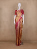Golden Yellow with Pink Floral Design Pure Kanchipuram Silk Saree