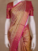 Golden Yellow with Pink Floral Design Pure Kanchipuram Silk Saree