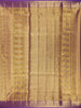 Golden Yellow with Purple Floral Design Pure Kanchipuram Silk Saree