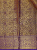 Golden Yellow with Purple Floral Design Pure Kanchipuram Silk Saree