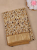 Golden Beige Floral Designed Fancy Cotton Saree - Diadem