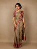 Golden Brown Floral Woven and Stone Work Banarasi Silk Saree