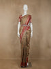 Golden Brown Floral Woven and Stone Work Banarasi Silk Saree - Diadem