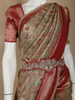 Golden Brown Floral Woven and Stone Work Banarasi Silk Saree - Diadem