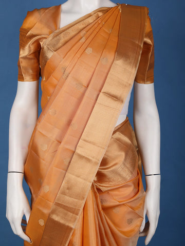 Golden Mustard Floral Design Zari Border Silk Saree - Diadem
