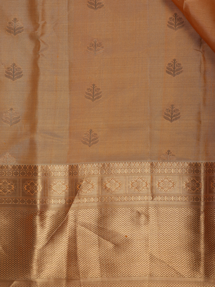 Golden Mustard Floral Design Zari Border Silk Saree - Diadem
