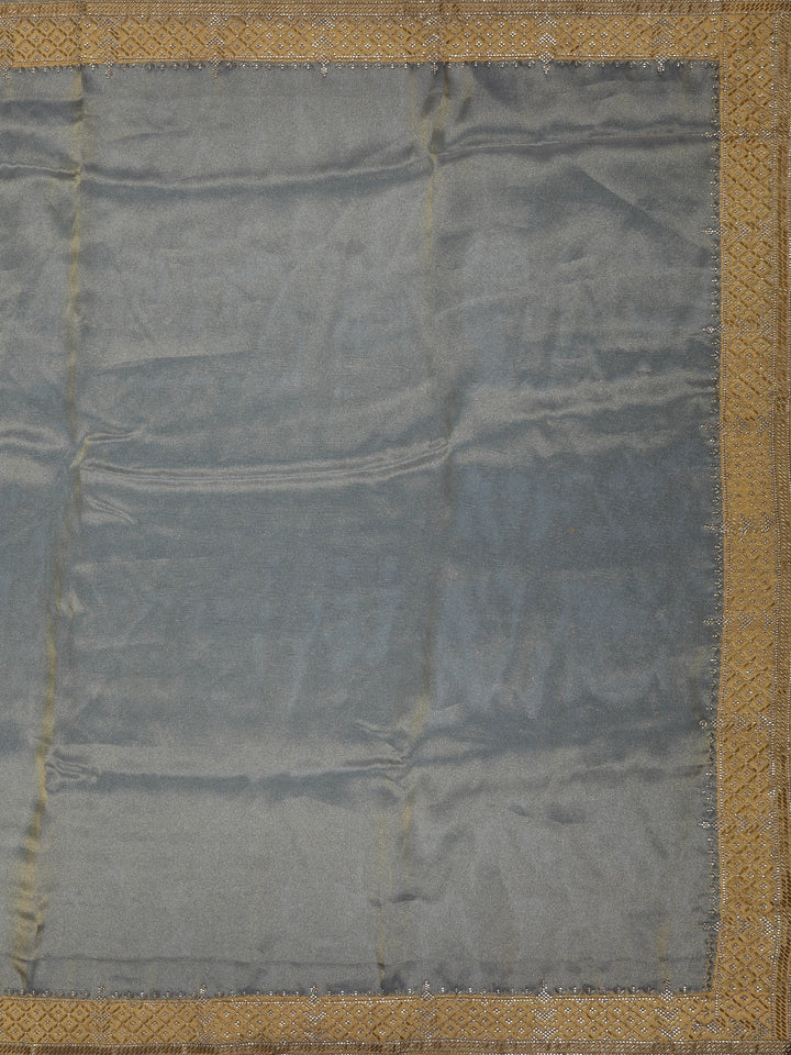 Golden Olive Embellished Tissue Organza Saree - Diadem