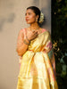 Golden and Multicolor Pure Kanchipuram Tissue Silk Saree