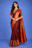 Maroon Floral Woven Pure Kanchipuram Silk Saree With Contrast Zari Border