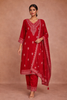 Red Floral Designed Velvet Co Ord Salwar Suit