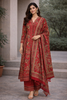 Red Floral Printed Cotton Salwar Suit