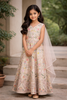 Ivory Floral Embroidered Silk Kids Lehenga With Dupatta