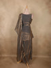Graphite Grey Sequins and Beads Embroidered Design Organza Palazzo Suit with Dupatta