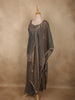 Graphite Grey Sequins and Beads Embroidered Design Organza Palazzo Suit with Dupatta