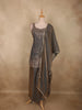 Graphite Grey Sequins and Beads Embroidered Design Organza Palazzo Suit with Dupatta