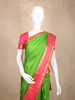 Green Butta Woven Kanchipuram Silk Saree with Contrast Pink Zari Border