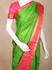 Green Butta Woven Kanchipuram Silk Saree with Contrast Pink Zari Border