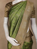 Green Checked Design Semi Tissue Silk Saree