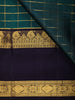 Peacock Green Checked Woven Design Pure Kanchipuram Silk Saree with Contrast Zari Woven Border