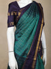Peacock Green Checked Woven Design Pure Kanchipuram Silk Saree with Contrast Zari Woven Border