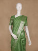 Green Checked Woven Pure Kanchipuram Silk Saree With Zari Border