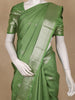 Green Checked Woven Pure Kanchipuram Silk Saree With Zari Border
