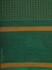 Green Checks Design Cotton Saree with Contrast Copper Zari Woven Border