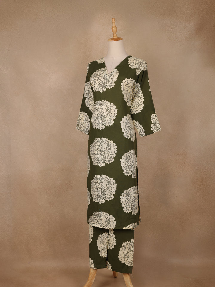 Green Design Printed Satin Salwar Suit - Diadem